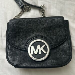 Michael Kors Black Crossbody Bag with Silver Accents